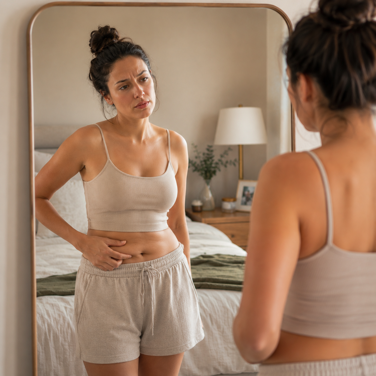 Woman experiencing bloating relief